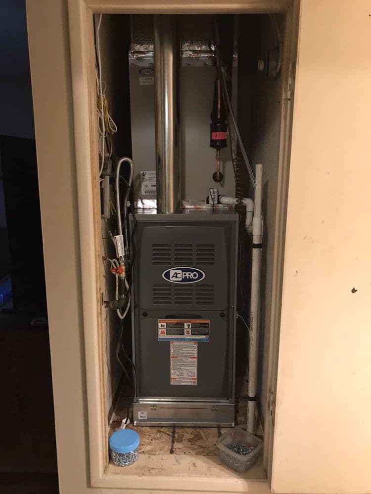 Furnace closet set installed by Dickinson Heating & Air